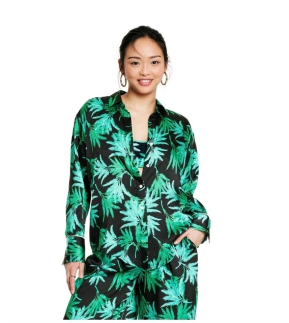 NWT Fe Noel x Target Feathered Palm Long Sleeve Button Shirt